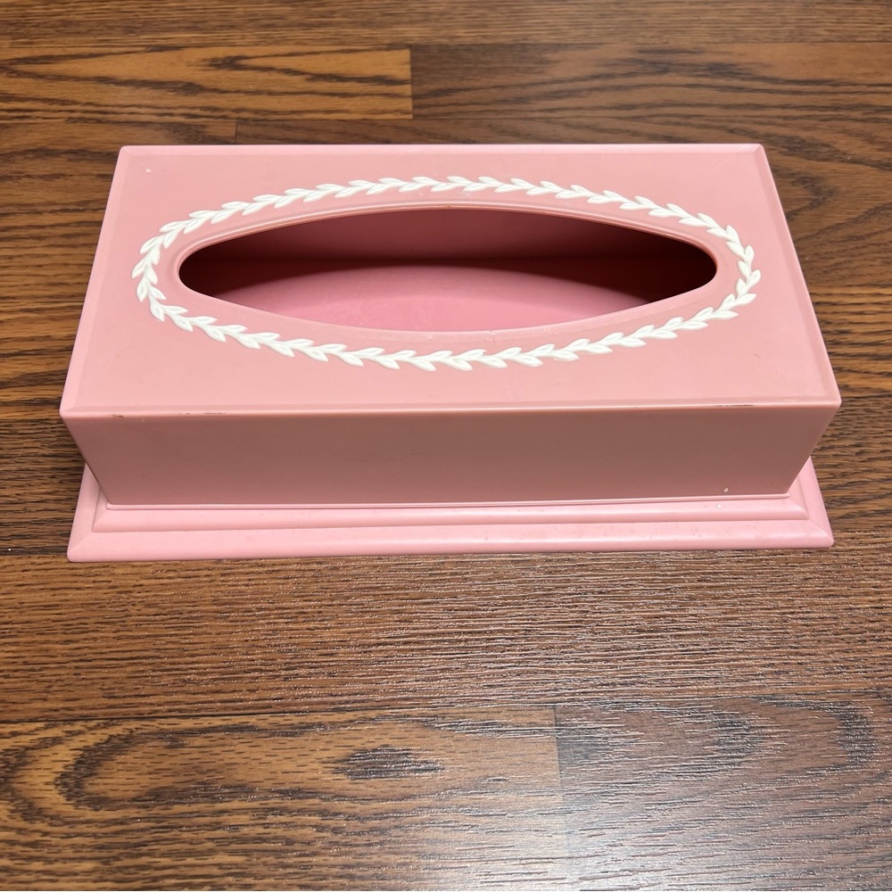 Vintage Pink plastic tissue box cover, Fesco brand holder